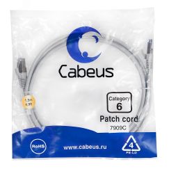 Патч-корд F/UTP, категория 6, 2xRJ45/8p8c, экранированный, серый, LSZH, 1.5м Cabeus PC-FTP-RJ45-Cat.6-1.5m-LSZH