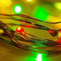 Гирлянда Роса 2 м, 20 LED, свечение мультиколор, тонкий батарейный блок Neon-Night 303-009-1