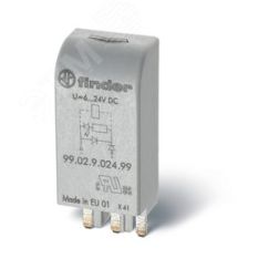 Модуль индикации и защиты, зеленый LED + диод (+ A2), 28...60В DC FINDER 99.02.9.060.79