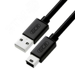 Кабель USB 2.0 AM на Mini USB B, 1.5 м., черный, морозостойкий Greenconnect GCR-UM2M5P-BB2S-1.5m