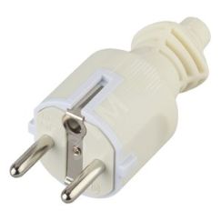 Вилка c/з 16A прямой ввод ПВХ оболочка белая (10/200/6000) V4(W) ЭРА Б0019188