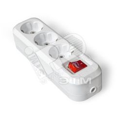 Розетка-колодка 3 поста наружная с заземлением с выключателем ABS-пластик Универсал S303