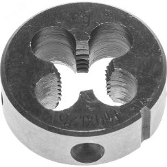 Плашка М10x1.25мм, сталь 9ХС, круглая ручная ЗУБР 4-28022-10-1.25