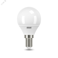Лампа светодиодная LED 12 Вт 880 лм 3000К AC180-240В E14 шар P45 теплая  Elementary Gauss Gauss 53112
