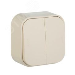Quteo Выключатель двухклавишный наружный бежевый 10А Daccord/Legrand 782232