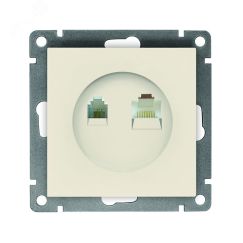 Розетка компьютерная+телефонная серия Афина, с/у, 1А, RJ45, RJ12, слоновая кость (ivory) (еврослот) Универсал A0052-I