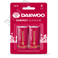Элемент питания LR14 DAEWOO Energy Alkaline блистер, 2 шт. JazzWay 5029996