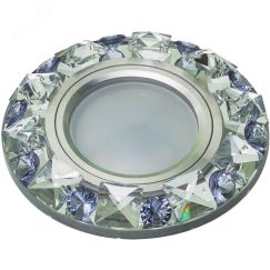 DLS-P123 GU5.3 CHROME/CLEAR+PURPLE Светильник декоративный встраиваемый. Без лампы. Металл, цвет хром. Отделка кристалл с элементами фиолетового. ТМ F Uniel DLS-P123-2001