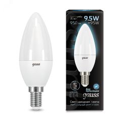 Лампа светодиодная LED 9.5 Вт 950 лм 4100К AC150-265В E14 свеча нейтральный  Black Gauss Gauss 103101210
