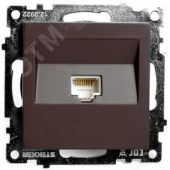 Розетка компьютерная одноместная RJ-45 (механизм), серия Катрин, шоколад Stekker STEKKER GLS00-7107-04 49023