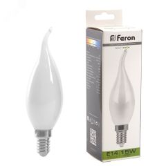 Лампа светодиодная LED 15вт Е14 белый матовая свеча на ветру FILAMENT FERON LB-718 38262