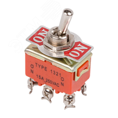 Тумблер 250V 15А (6c) ON-ON двухполюсный (KN-202) (в упак. 1шт.) REXANT 06-0327-B
