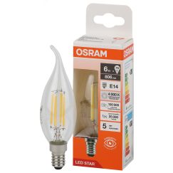 Лампа светодиодная филаментная LED Star Свеча на ветру 6Вт (замена 75Вт), 800Лм, 2700К, цоколь E14 OSRAM LEDVANCE 4058075685024