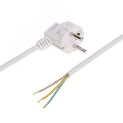 Шнур электрический с вилкой ПВС 3х1,0 мм, 1,5м, белый REXANT 11-1317