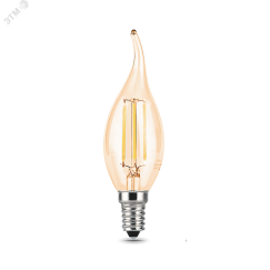 Лампа светодиодная филаментная LED 5 Вт 400 лм 2700К AC185-265В E14 свеча теплая золотистая колба Black Filament Gauss Gauss 104801005