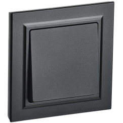 BRITE Выключатель 1-клавишный 10А в сборе ВСР10-1-0-БрЧ черный IEK