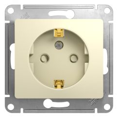 GLOSSA Розетка с заземлением со шторками в рамку бежевая SE (Systeme) GSL000245
