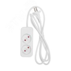 Удлинитель STANDARD 2 гнезда, 1,5 м, 2х1,0 мм2, б/з, белый REXANT 13-4000