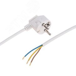 Шнур электрический с вилкой ПВС 3х0,75 мм, 2м, белый REXANT 11-1314