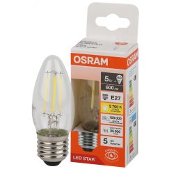 Лампа светодиодная филаментная LED Star Свеча 5Вт (замена 60Вт), 600Лм, 4000К, цоколь E27 OSRAM LEDVANCE 4058075684874