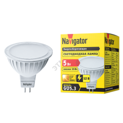 Лампа светодиодная LED 5вт 12в GU5.3 тепло-белая Navigator Group 94262