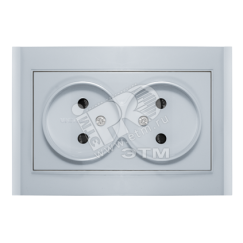 Розетка Бриллиант двойная без заземления с защитной шторкой серебро Универсал 7949773