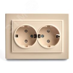 Розетка двухместная с/з,с защитной шторкой,250В, 16А,  серия Эрна, слоновая кость Stekker STEKKER PST16-9014-02 39240