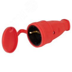 Розетка RX10-R-IP44 каучуковая c заземлением 16А IP44 прямая красная ЭРА Б0055419
