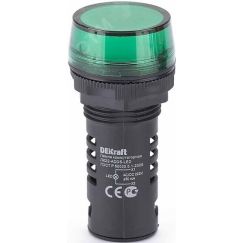 Лампа коммутационная ЛК-22 ADDS диам. 22мм LED зеленая 220В AC/DC SE (Dekraft) 25118DEK