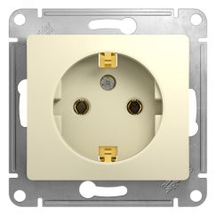 GLOSSA Розетка с заземлением в рамку бежевая SE (Systeme) GSL000243