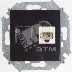 Розетка телефонная RJ11, винтовой зажим, черный глянец Simon 1591480-032