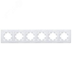 Рамка фактурная 6 постов универсальная UNIVersal серия Афина белая (еврослот) Универсал A11043