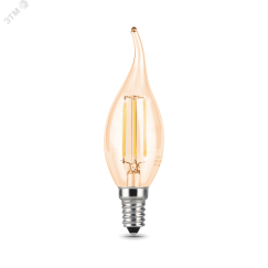 Лампа светодиодная филаментная LED 5 Вт 420 лм 4100К AC185-265В E14 свеча нейтральный золотистая колба Black Filament Gauss 104801805