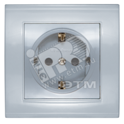 Розетка Бриллиант с заземлением с защитной шторкой серебро Универсал 7949889