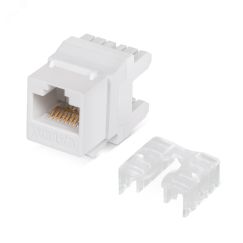 Вставка Keystone Jack RJ-45(8P8C), 180 градусов, категория 6A, Dual IDC (110&Krone type), белая Cabeus KJ-RJ45-Cat.6A-180