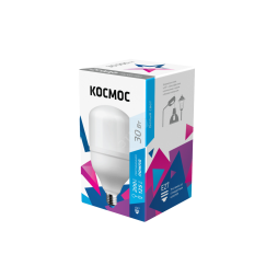 Лампа светодиодная LED 30Вт 220В Е27 D80х135 4500К белый 2650 лм КОСМОС LksmHWLED30WE2745