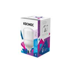 Лампа светодиодная LED 30Вт 220В Е27 D80х135 6500К дневной 2650 лм КОСМОС LksmHWLED30WE2765