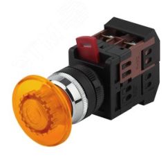 Кнопка AEА-22 ''Грибок'' желтый d22мм 1з+1р ЭРА Б0045633