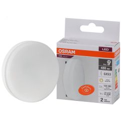 Лампа светодиодная LED 6 Вт GX53 3000К 480Лм таблетка 220 В (замена 50Вт) OSRAM LEDVANCE 4058075581975