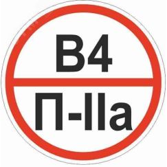 Знак ''Категории помещения по взрывопожарной и пожарной опасности В4 П-IIа'' 200х200 мм, пластик ГОСТ Р 12.4.026-2015 EKF pn-b4-p-lla