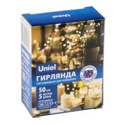Гирлянда светодиодная на батарейках 2AA (не в/к) Роса 5м 50 светодиодов Фиолетовый свет Провод медный ULD-S0500-050/SCB/2AA PURPLE IP20 DEW Uniel UL-00007185
