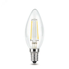 Лампа светодиодная филаментная LED 5 Вт 420 лм 2700К AC185-265В E14 свеча теплая Black Filament Gauss 103801105