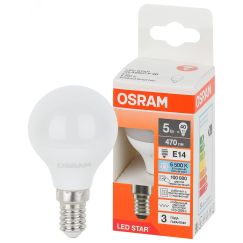 Лампа светодиодная LED Star Шарообразная 5Вт (замена 40Вт), 470Лм, 2700К, цоколь E14 OSRAM LEDVANCE 4058075695894