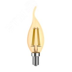 Лампа светодиодная филаментная LED 3.8 Вт 350 лм 2400К свеча на ветру теплый E14 AC 180-240В IP20 золотистая колба Basic Gauss Gauss 1047154