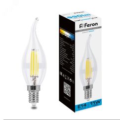Лампа светодиодная LED 11вт Е14 дневной свеча на ветру FILAMENT FERON LB-714 38237