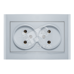 Розетка Бриллиант двойная без заземления серебро Универсал 7949766