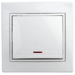 Выключатель Intro Plano 1-102-01 одноклавишный с подсветкой, 10А-250В, IP20, СУ, белый ЭРА Б0053729