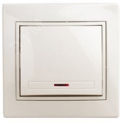 Выключатель Intro Plano 1-102-02 одноклавишный с подсветкой, 10А-250В, IP20, СУ, слоновая кость ЭРА Б0053730