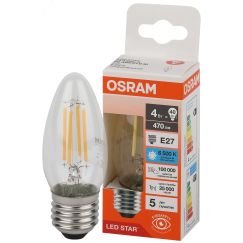Лампа светодиодная филаментная LED Star Свеча 4Вт (замена 40Вт), 470Лм, 6500К, цоколь E27 OSRAM LEDVANCE 4058075688049