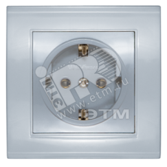 Розетка Бриллиант с заземлением серебро Универсал 7949872